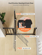COMOMY 30" Tall Baby Gate for Stairs Doorways, Fits Openings 29.5" to 51.6" Wide - Image 5
