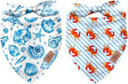 JarThenaAMCS 2Pcs Sea Dog Bandana Summer Ocean Animal Theme Triangle Pet Scarf by JarThenaAMCS