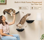 Grey Sisal-Padded Cat Wall Steps, Floating Wooden Cat Perch and Climbing Step - Image 4
