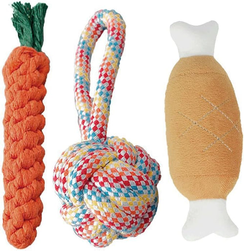 3PCS Natural Cotton Rope Toys for Small Dogs and Puppies, Dog Dental Care Chew by Unknown