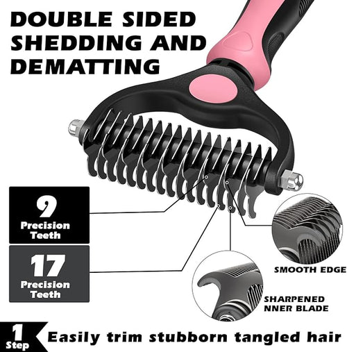 3PCS Self Cleaning Slicker Brush & Pet Grooming Rake & Flea Comb - Image 2