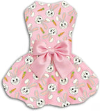 Easter Dog Dress with Bunny & Carrot Print, Festive Holiday Pink Spring Pet by PohshidoPet