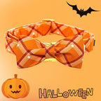 Fall Dog Collar, Pet Collar Bow Orange Plaid Dog Collar Girl Boy Holiday Pet - Image 4