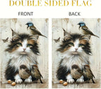 Cat and Birds Garden Flag 12x18 Inch Double Sided Outdoor Yard Banner Fluffy - Image 5