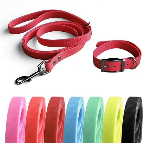 4.2FT Dog Collar and Leash Set, PVC Waterproof Adjustable Odor Proof Pet by Unknown