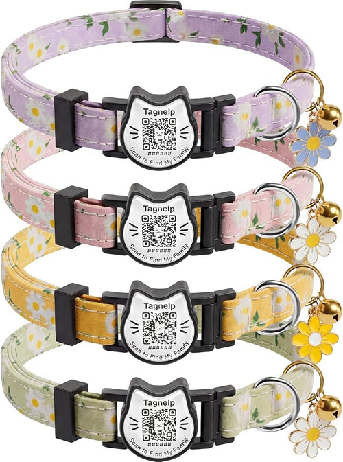 4 Pack-QR Code Cat Collar Breakaway Safe by Taghelp