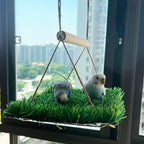 FlidRunest Bird Swing Mat with Wood Perch, Lawn Swing Hammock - Image 2