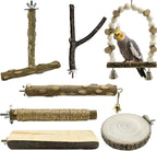 7Pcs Natural Wooden Bird Perch Set – Parrot Perch Toys, Wooden Perch Swing by Unknown