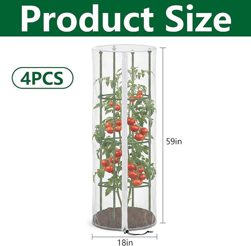 4 Pcs Garden Bird Netting for Round Plant Cage, Tomato Trellis Insect Bird - Image 2