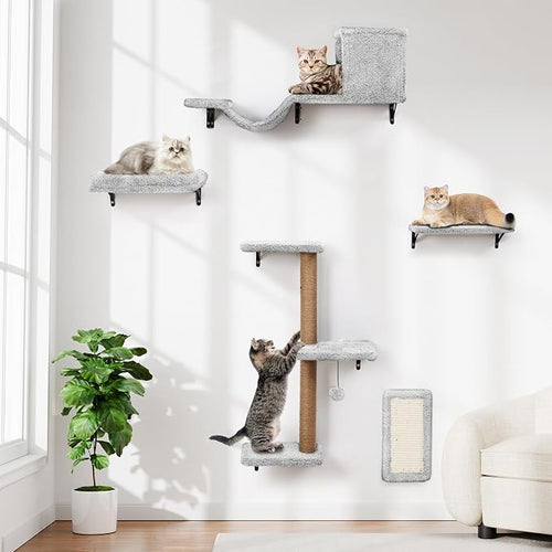 5-in-1 Cat Wall Shelves, Perch & Lounge by ZLAFM