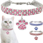 Pet Collar with Diamonds, Adjustable Crystal Diamond Elastic Heart Claw Pendant - Image 4