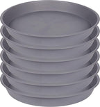 6 Pack of 12 inch Plant Saucer Gray, Heavy Duty Plastic Plant Saucer 12 inch by Bleuhome