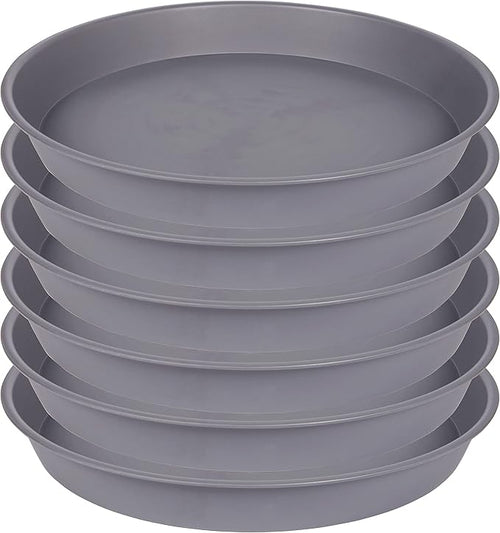 6 Pack of 12 inch Plant Saucer Gray, Heavy Duty Plastic Plant Saucer 12 inch by Bleuhome