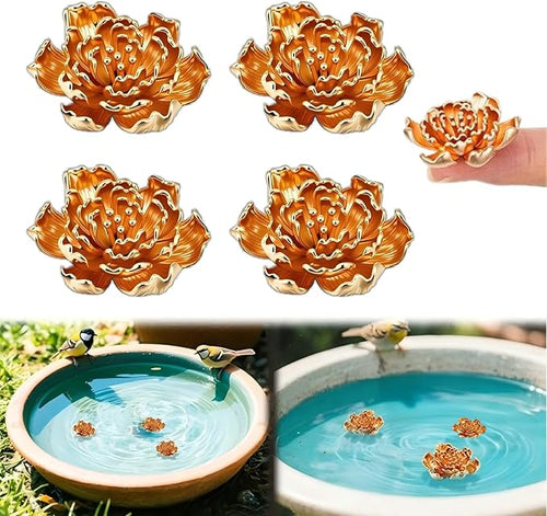4 Pcs Peony Shape Bird Bath Copper Disk Accessories, Brass Bird Bath by Unknown