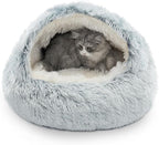 CATISM Cozy Plush Hooded Cat Bed, Indoor/Outdoor, Self-Warming Cave, Removable by Petsfriend
