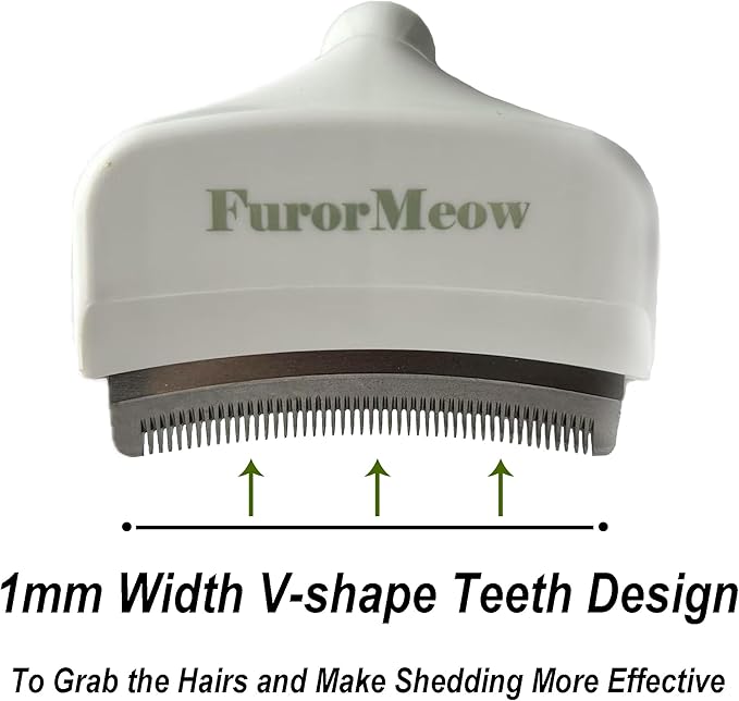 Pet Deshedding Tool with Curve Blade, Cat Grooming Brush, Tight V-shaped Teeth - Image 3