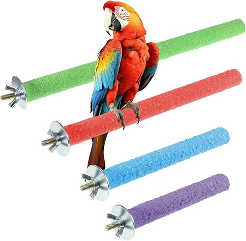 4 Pcs Bird Perch Stand Toy Parrot Perch Stand, Wood Bird Cage Perches Toy by Unknown