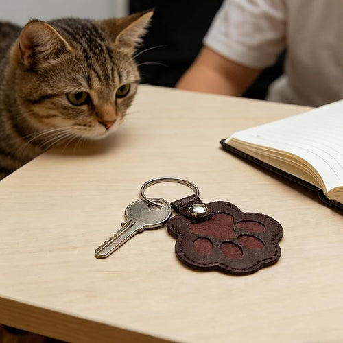 3PCS Cats & Dogs Pet Paw Print Keychain – White Leather Memorial Keychain Holds - Image 2