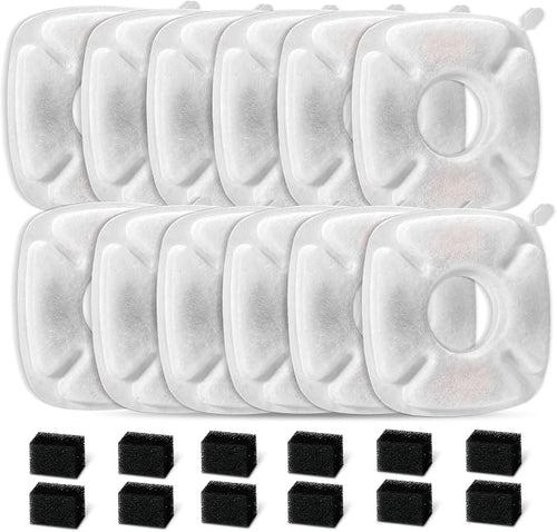 24 Pcs Cat Fountain Replacement Filters：12 Pack Replacement Filters by Redoso