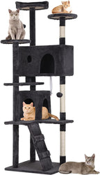 BestPet | 70" Cat Tree Tower | Dark Gray | Sturdy, Hanging Cat Toys, by BestPet