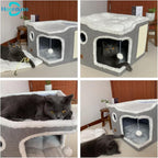 Cat Bed for Indoor Cats, Covered Cat Cave House & Furniture - Image 6