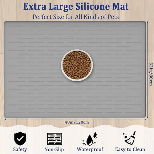 48"x32" Extra Large Pet Food Mat, 1.5MM Super Thick Silicone Dog Mats - Image 2