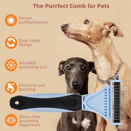 3PCS Cat & Dog Brush Set: Slicker & Deshedding Brush, Dematting Comb, and Bath - Image 2
