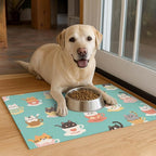 Cat Feeding Mat 24x16 inch Teacup Kitten Print Pet Bowl Placemat Non Slip Floor - Image 4