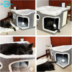 Cat Bed for Indoor Cats, Covered Cat Cave House & Furniture - Image 5