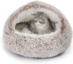 CATISM Plush Hooded Cat Bed, Calming Nest, Self-Warming Cave, Cozy Pod by Petsfriend