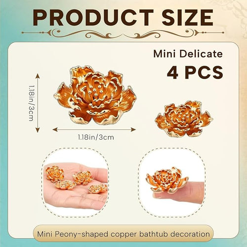 4 Pcs Peony Shape Bird Bath Copper Disk Accessories, Brass Bird Bath - Image 2