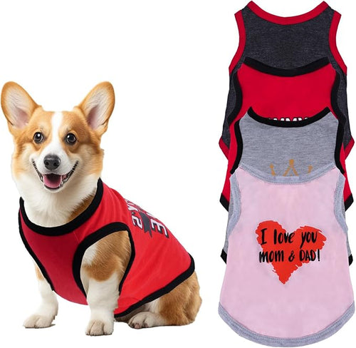 4 Pack Dog Shirts Summer Printed Puppy Clothes Novel Sleeveless Pet T Shirts - Image 2