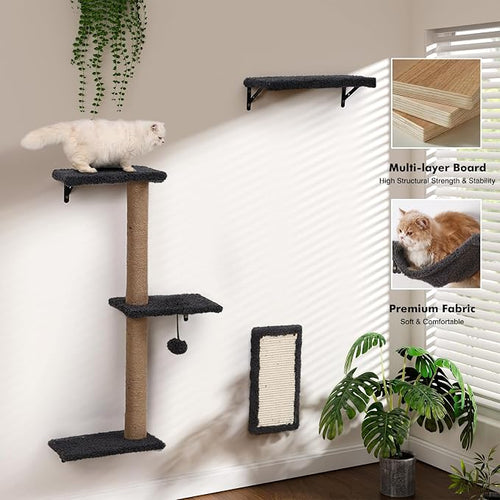 5-in-1 Cat Wall Shelves, Perch & Lounge - Image 2