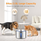 Cat Fountain, 84oz/2.5L Stainless Steel Pet Water Fountain, Automatic Dog Water - Image 3