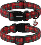 DOGWONG Christmas Plaid Dog Collar, Cute Adjustable Red Tartan Collar, Scottish - Image 2