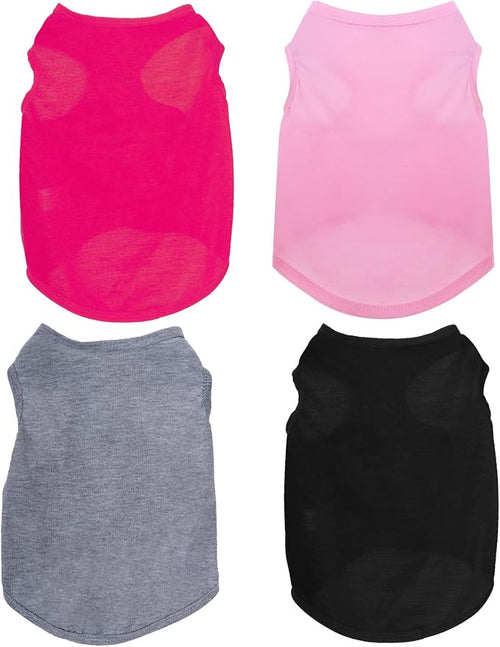 4 Pcs Cat Shirts Solid Color Dog Clothes Summer Sleeveless Pet T Shirts by choyaxo