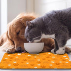 Dog Food Mat, Absorbent Water Bowl Mats Cat Pet Feeding Placemats Orange 12 * - Image 7