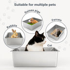 Kirecoo Stainless Steel Cat Litter Box XL- Metal High Sided Cat Pan, Large - Image 6