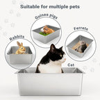 Kirecoo Stainless Steel Litter Box, Large Low Entry Metal Cat Pan Box, Indoor - Image 8