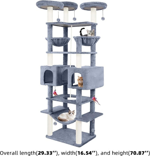 71in Multifunctional Multi-Level Cat Tree Tower - Image 2