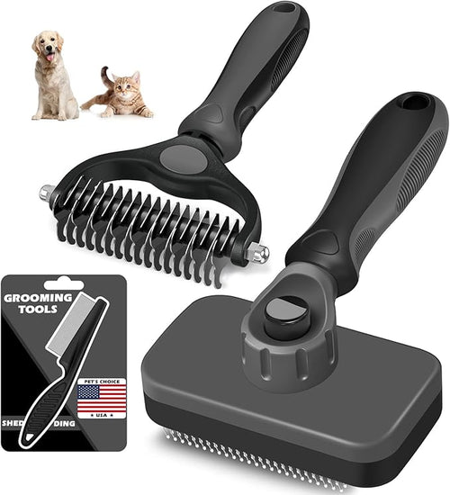 3PCS Self Cleaning Slicker Brush & Pet Grooming Rake & Flea Comb by Augwind