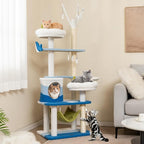 Tangkula Ocean-Themed Cat Tree, Jump Platforms, Hanging Interactive Toys - Image 2
