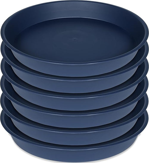 6 Pack of 8 inch Plant Saucer Blue, Plastic Plant Water Tray 8 inch Round by Bleuhome