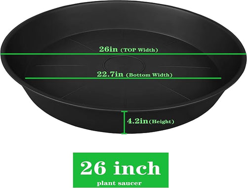 3 Pack of 25 26 inch Plant Saucer, 4.2" Depth, Large Deep Heavy Duty Plastic - Image 2