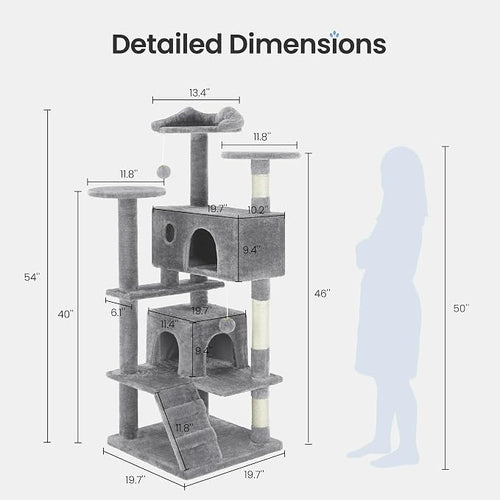 54 Inches Cat Tree Tower for Indoor Cats, Cat Tree Tower Condo - Image 2