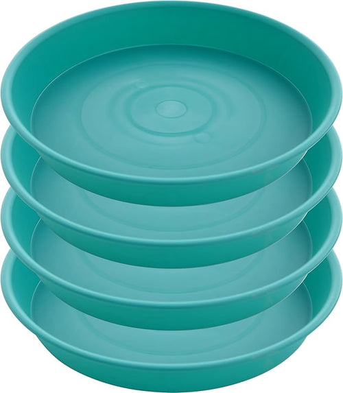 4 Pack of 14 inch Plant Saucers Bird Bath Bow Round, Plastic Plant Saucer Tray by Bleuhome