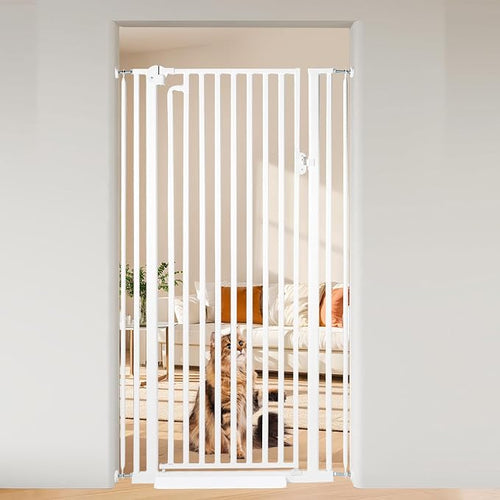 59“ Extra Tall Cat Gate for Doorway：29.4-33.4” Wide Pet Gate, Auto Close/One by Mudanku