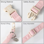 DOGWONG Cotton Hemp Pink Dog Collar Adjustable Soft Natural Fabric Pet Collar - Image 3