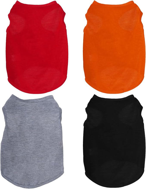4 Pcs Cat Shirts Solid Color Dog Clothes Summer Sleeveless Pet T Shirts by choyaxo