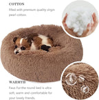 Calming Donut Dogs Beds for Small Dogs Washable, 19inch Fluffy Round Puppy Bed - Image 2